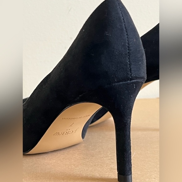 J.Crew‎ Womens Black Shoes 7 Abelle Micro Suede CapToe Pumps Heels Career Office - Picture 3 of 16